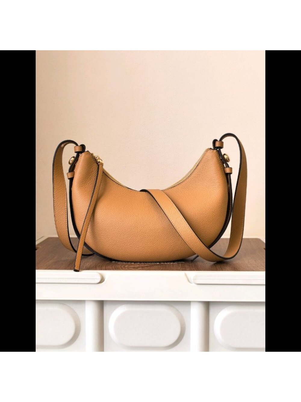 Tory Burch Romy Half Moon Shoulder Bag Tiramisu - Picture 2 of 14